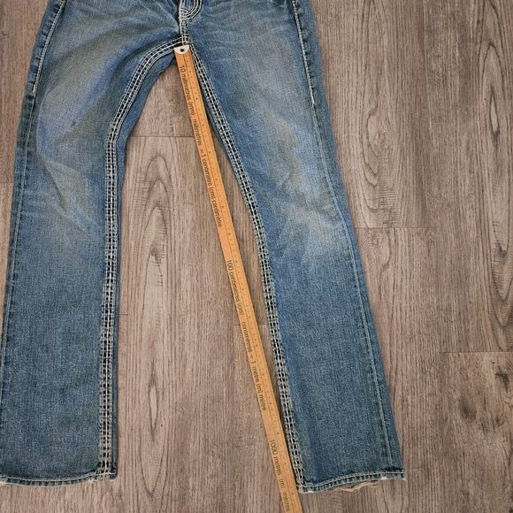 True Religion Brand Jeans Blue Distressed Big T Stitch Bootcut – Women’s 28 - Picture 5 of 11